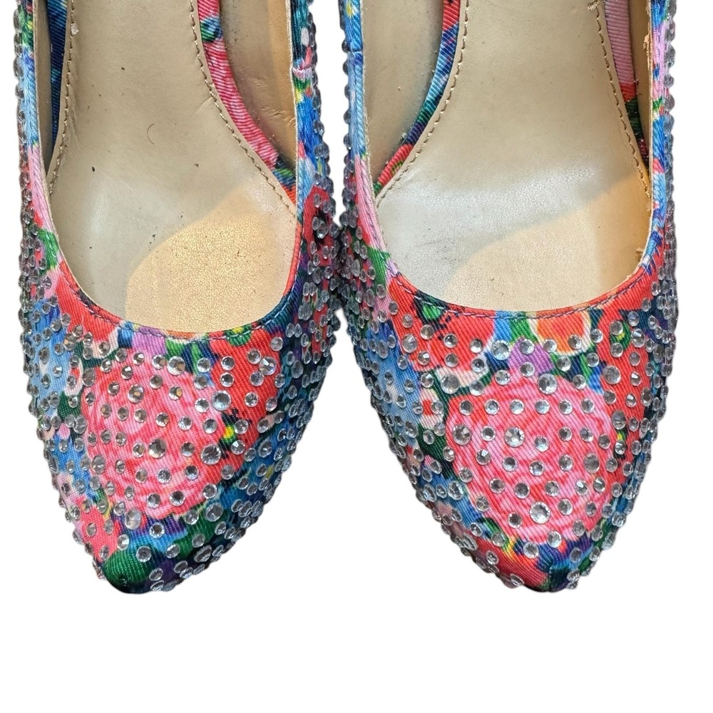 Gianni Bini Shoes Womens Size 6.5 Floral Rhinestone Pumps Stiletto Heels - Picture 2 of 12